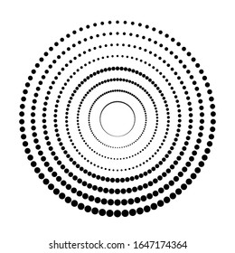 Los puntos de semitono en forma circular. logo circular . cuadro de puntos vectoriales . elemento de diseño