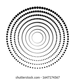 Halftone dots in circle form. round logo . vector dotted frame . design element