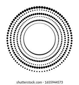 Los puntos de semitono en forma circular. logo circular . cuadro de puntos vectoriales . elemento de diseño