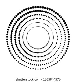Halftone dots in circle form. round logo . vector dotted frame . design element