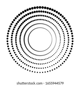 Halftone dots in circle form. round logo . vector dotted frame . design element