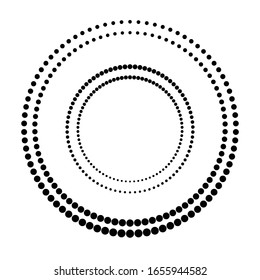 Halftone Punkte in Kreisform. Rundlogo . Vektorillustration gepunkteter Rahmen. Designelement