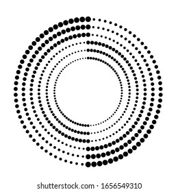 Halftone dots in circle form. round logo . vector dotted frame . design element