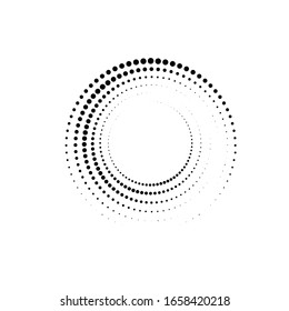 Halftone dots in circle form. round logo . vector dotted frame . design element