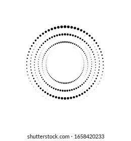 Halftone dots in circle form. round logo . vector dotted frame . design element