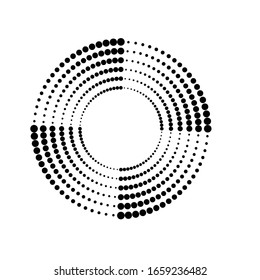 Halftone dots in circle form. round logo . vector dotted frame . design element