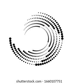 Halftone dots in circle form. round logo . vector dotted frame . design element