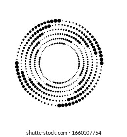 Halftone dots in circle form. round logo . vector dotted frame . design element