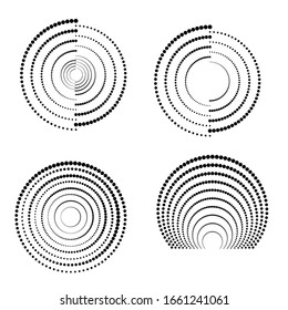 Halftone dots in circle form. round logo . vector dotted frame . design element