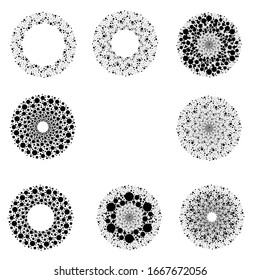 Halftone dots in circle form. round logo . vector dotted frame . design element