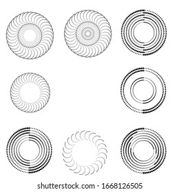 Halftone dots in circle form. round logo . vector dotted frame . design element