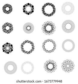 Halftone dots in circle form. round logo . vector dotted frame . design element