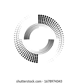 Halftone dots in circle form. round logo . vector dotted frame . design element