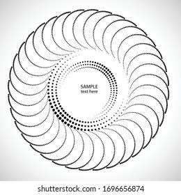 Halftone dots in circle form. round logo . vector dotted frame . design element
