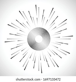 Halftone dots in circle form. round logo . vector dotted frame . design element