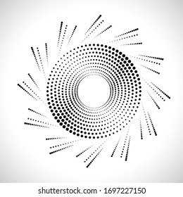 Halftone dots in circle form. round logo . vector dotted frame . design element