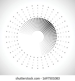 Halftone dots in circle form. round logo . vector dotted frame . design element