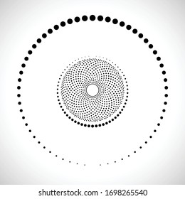 Halftone dots in circle form. round logo . vector dotted frame . design element