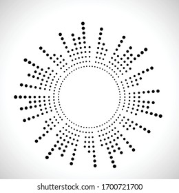 Los puntos de semitono en forma circular. Ecualizador de música circular . ondas de audio . Frecuencia de sonido . logo circular . cuadro de puntos vectoriales . elemento de diseño