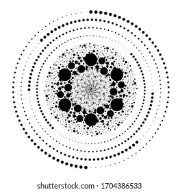 Halftone dots in circle form. round logo . vector dotted frame . design element