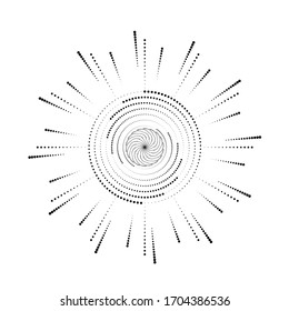 Los puntos de semitono en forma circular. logo circular . cuadro de puntos vectoriales . elemento de diseño