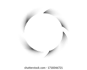 Halftone dots in circle form. round logo . vector dotted frame . design element