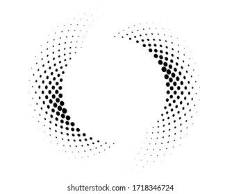 Los puntos de semitono en forma circular. logo circular . cuadro de puntos vectoriales . elemento de diseño