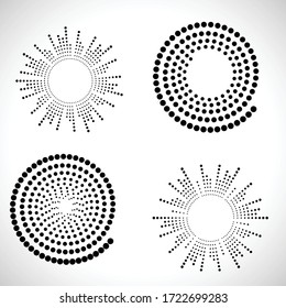 Halftone Punkte in Kreisform. Rundlogo . Vektor gepunkteter Rahmen. Designelement