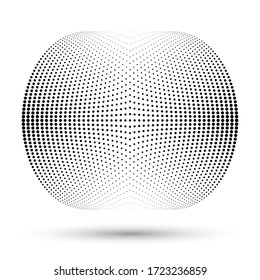 Halftone dots in circle form. Round logo or icon. Vector dotted illustration as design element