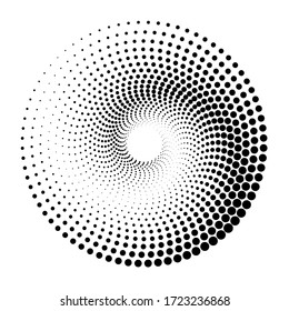 Points demi-tons en forme de cercle. Logo ou icône arrondi. Image vectorielle illustration pointillée comme élément de création