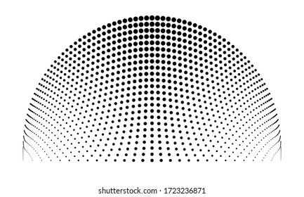 Halftone dots in circle form. Round logo or icon. Vector dotted illustration as design element