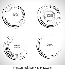 Halftone dots in circle form. round logo . vector dotted frame . design element