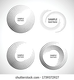 Halftone dots in circle form. round logo . vector dotted frame . design element