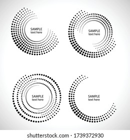 Halftone dots in circle form. round logo . vector dotted frame . design element