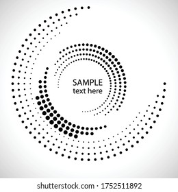 Los puntos de semitono en forma de círculo. logotipo redondo. cuadro de puntos vectoriales. elemento de diseño
