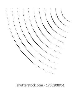 Halftone dots in circle form. Round logo or icon. Vector dotted frame as design element