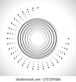 Los puntos de semitono en forma de círculo. logotipo redondo. cuadro de puntos vectoriales. elemento de diseño