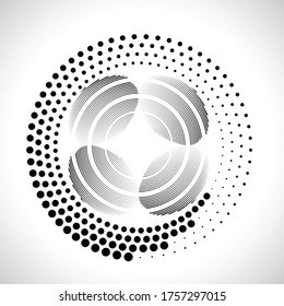 Halftone dots in circle form. round logo . vector dotted frame . design element