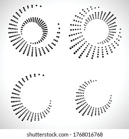 Halftone dots in circle form. round logo . vector dotted frame . design element