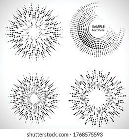 Halftone dots in circle form. round logo . vector dotted frame . design element