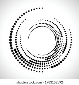 Halftone dots in circle form. round logo . vector dotted frame . design element