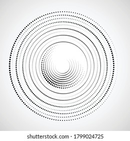 Los puntos de semitono en forma de círculo. logotipo redondo. cuadro de puntos vectoriales. elemento de diseño