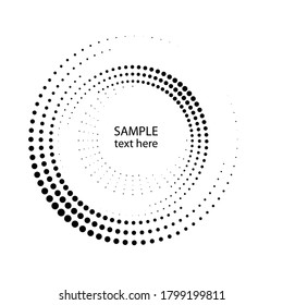 Halftone dots in circle form. round logo . vector dotted frame . design element