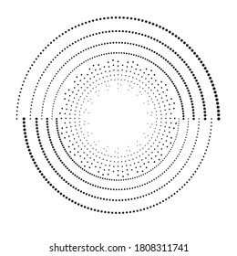 Los puntos de semitono en forma de círculo. logotipo redondo. cuadro de puntos vectoriales. elemento de diseño