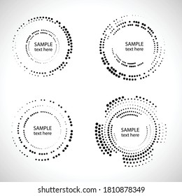 Halftone dots in circle form. round logo . vector dotted frame . design element