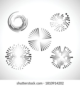 Points demi-tons en forme de cercle. logo rond . image vectorielle cadre pointillé. élément de conception