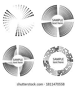 Halftone Punkte in Kreisform. Rundlogo . Vektor gepunkteter Rahmen. Designelement