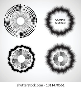 Los puntos de semitono en forma de círculo. logotipo redondo. cuadro de puntos vectoriales. elemento de diseño