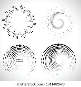 Halftone dots in circle form. round logo . vector dotted frame . design element