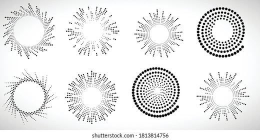 Halftone dots in circle form. round logo . vector dotted frame . design element